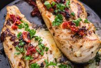 Sun Dried Tomato and Cheesy Spinach Stuffed Chicken