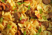 Easy Cheesy Kielbasa Pasta Skillet