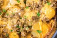 Hearty Slow Cooker Beef and Potato Gratin