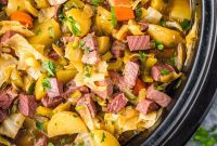 Tender Slow Cooker Corned Beef and Cabbage Soup