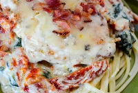 Ultimate Bacon and Cheese Smothered Garlic Chicken