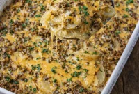 Golden Cheesy Beef and Potato Bake
