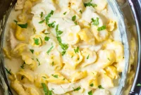 Creamy Slow Cooker Chicken Tortellini