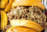 Effortless Slow Cooker Ground Beef French Dip Sandwiches