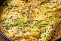 Keto Creamy Garlic Parmesan Cabbage Skillet