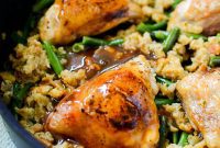 Homestyle Garlic Chicken Feast with Stuffing Green Beans and Gravy