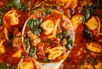 Easy One-Pot Italian Sausage Spinach Tortellini Soup
