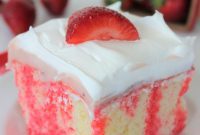 Luscious Strawberry Cheesecake Poke Cake
