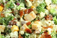 Bacon Cheddar Broccoli Cauliflower Salad Low Carb