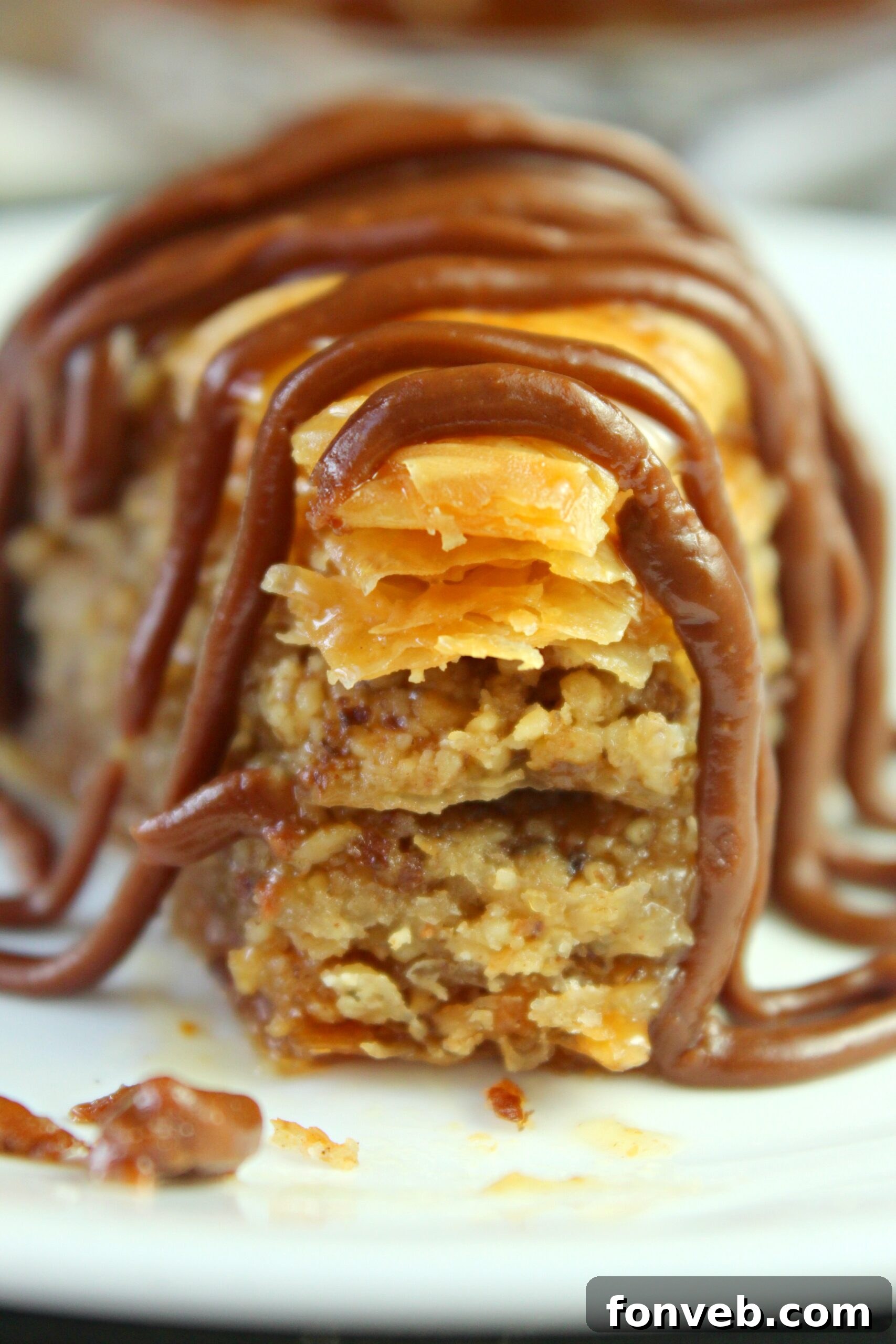 Grandma's Baklava 11 A single piece of baklava on a fork