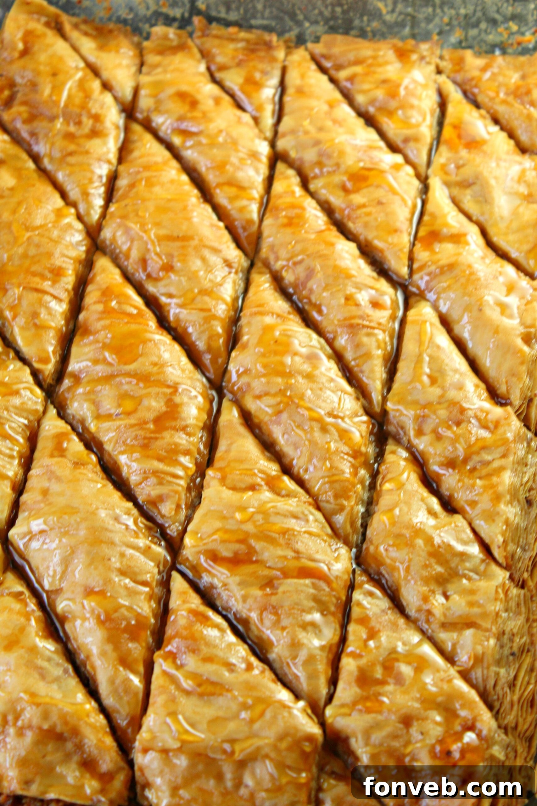 Grandma's Baklava 6 Close-up of baked baklava texture