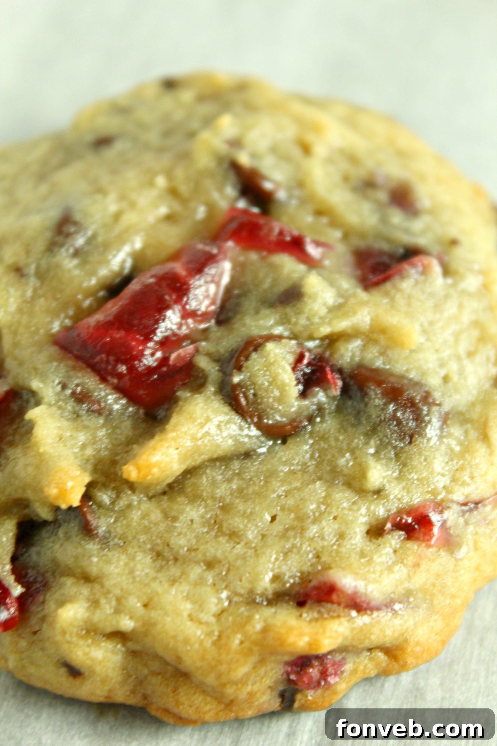 Batch of freshly baked Cherry Garcia Cookies on a cooling rack
