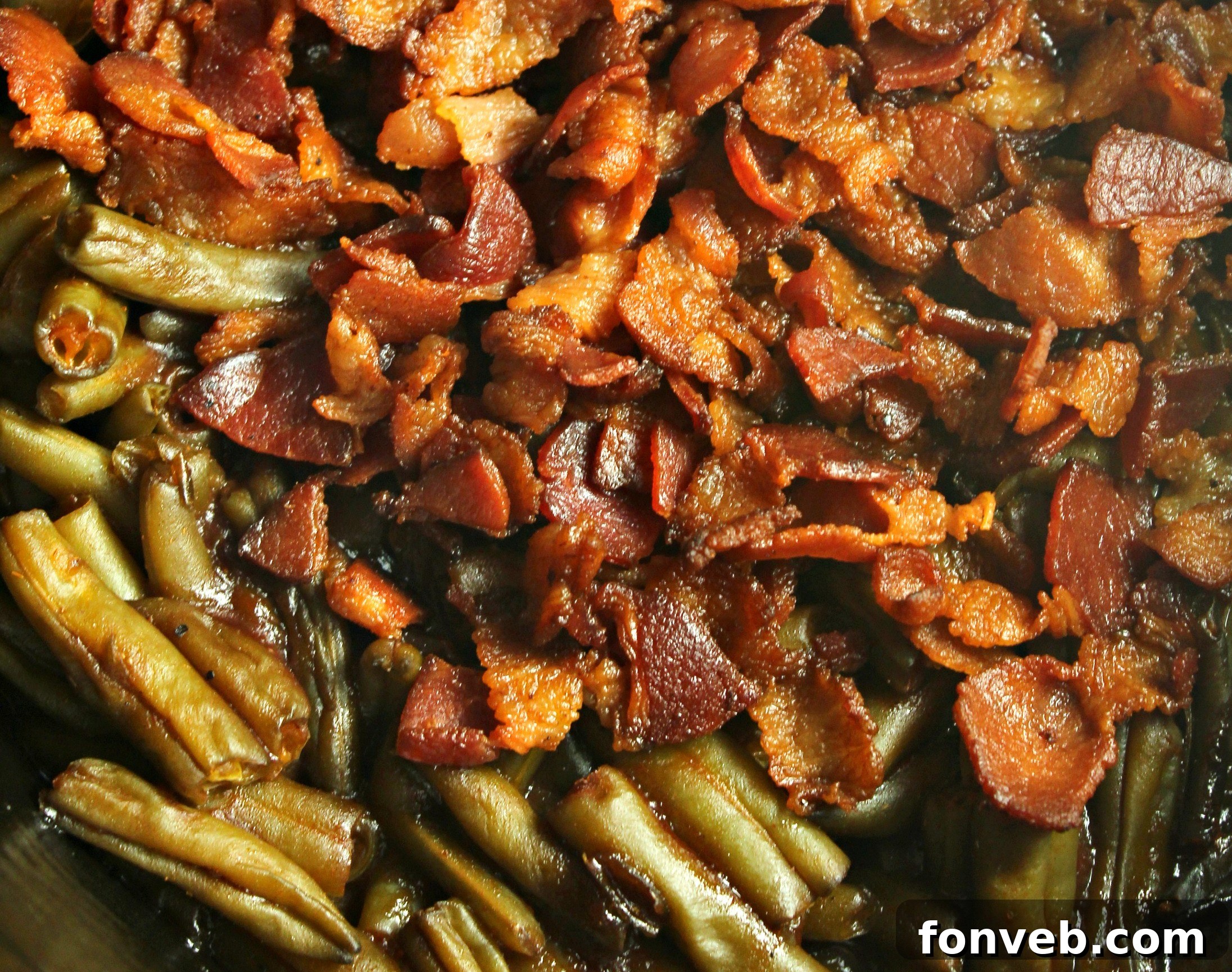 Hearty Slow Cooker Smothered BBQ Green Beans 5 Ingredients for Slow Cooker Smothered Barbecue Green Beans laid out on a kitchen counter