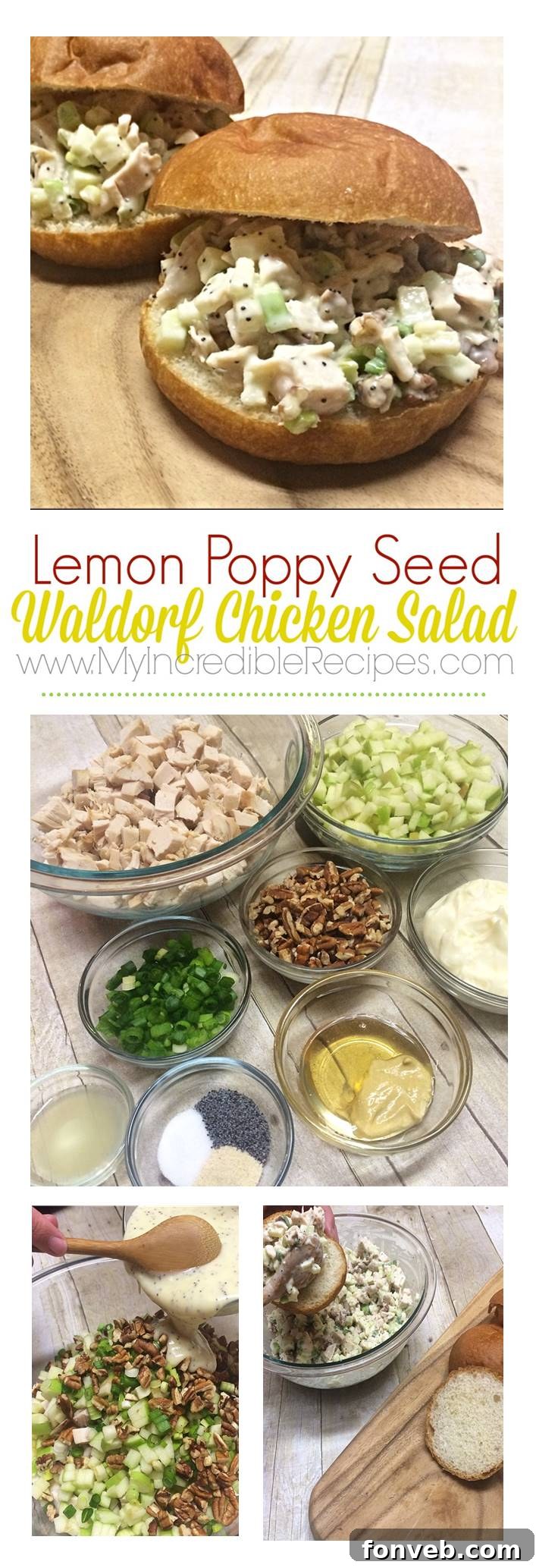 Vertical shot of Lemon Poppy Seed Chicken Salad