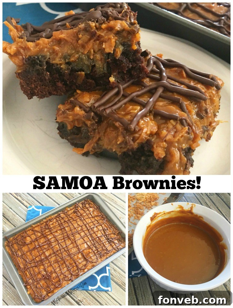 Island Caramel Coconut Dream Brownies 11 Samoa Brownies on a serving tray