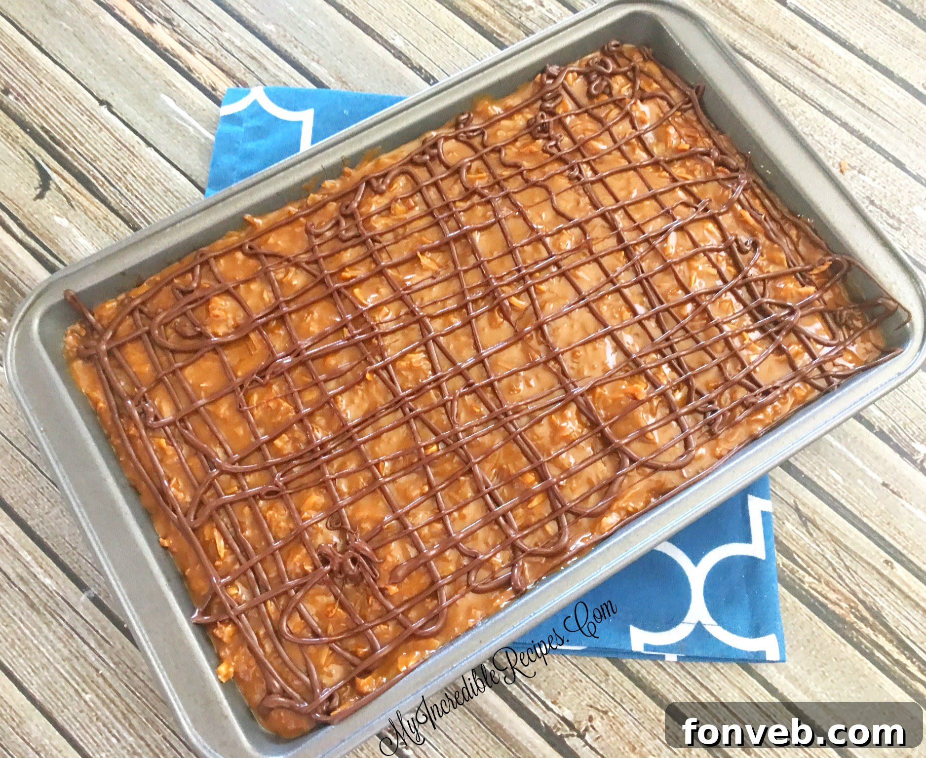 Island Caramel Coconut Dream Brownies 7 Close-up of Samoa Brownies with all layers