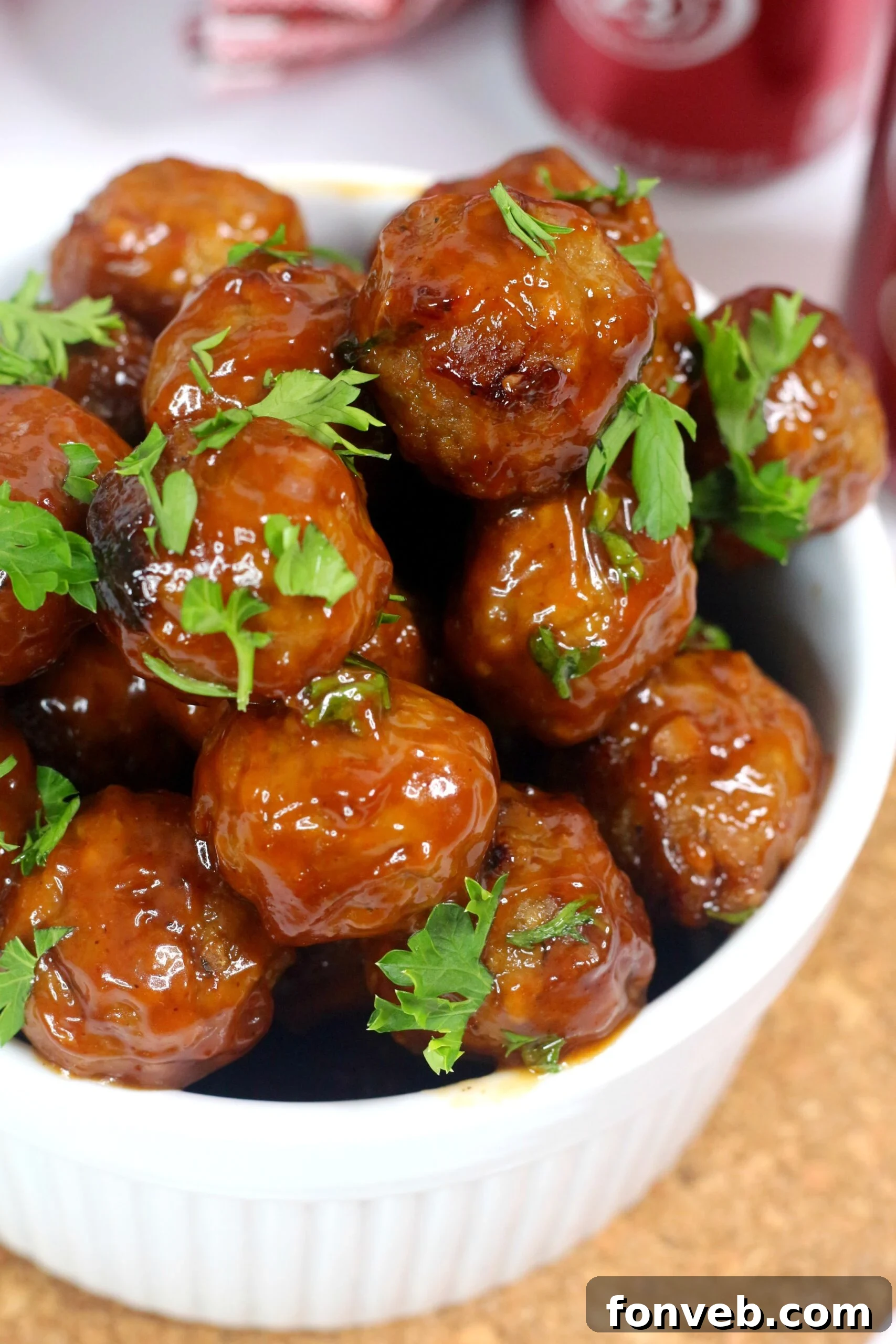 Delicious Dr Pepper Meatballs served in an Instant Pot