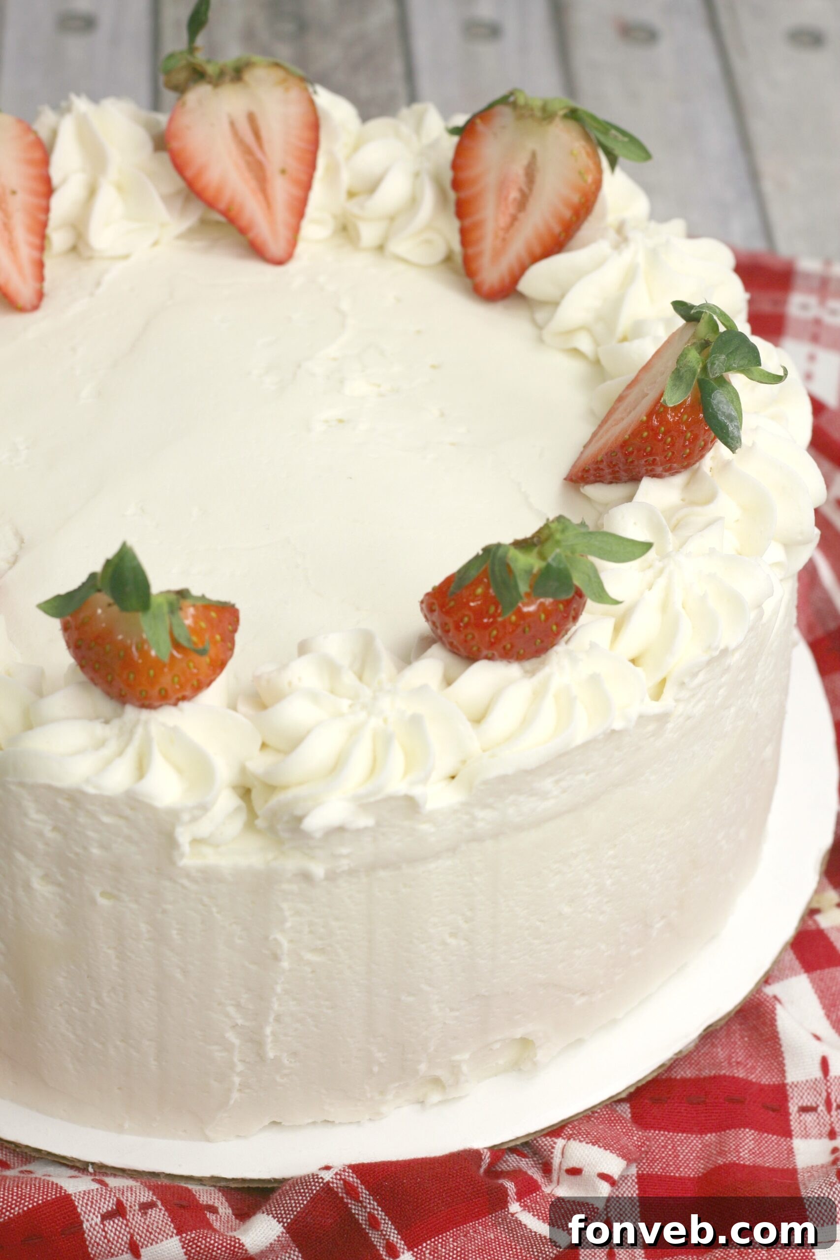 Moscato Infused Strawberry Cake with Cream Cheese Buttercream 9 A detailed image showing the moist interior and delicate layers of the Strawberry Moscato Cake.