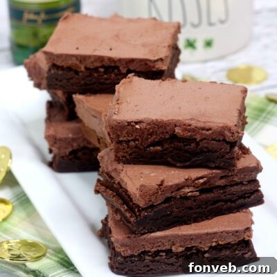 Irish Fudge Brownies with Chocolate Whiskey Buttercream Frosting
