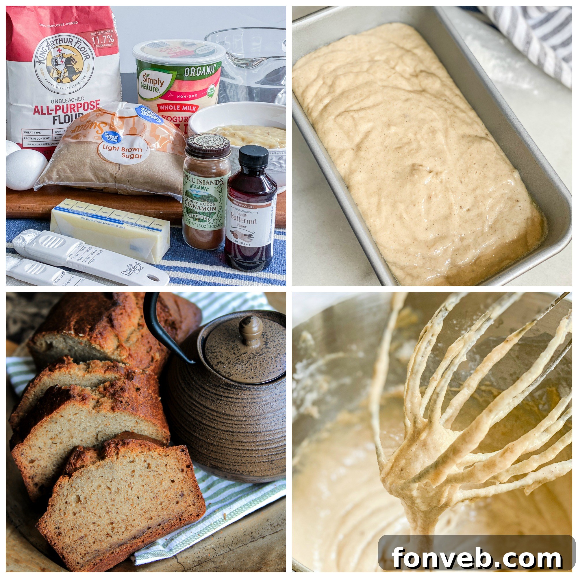 Close-up of a perfectly sliced piece of moist banana bread, revealing its tender crumb