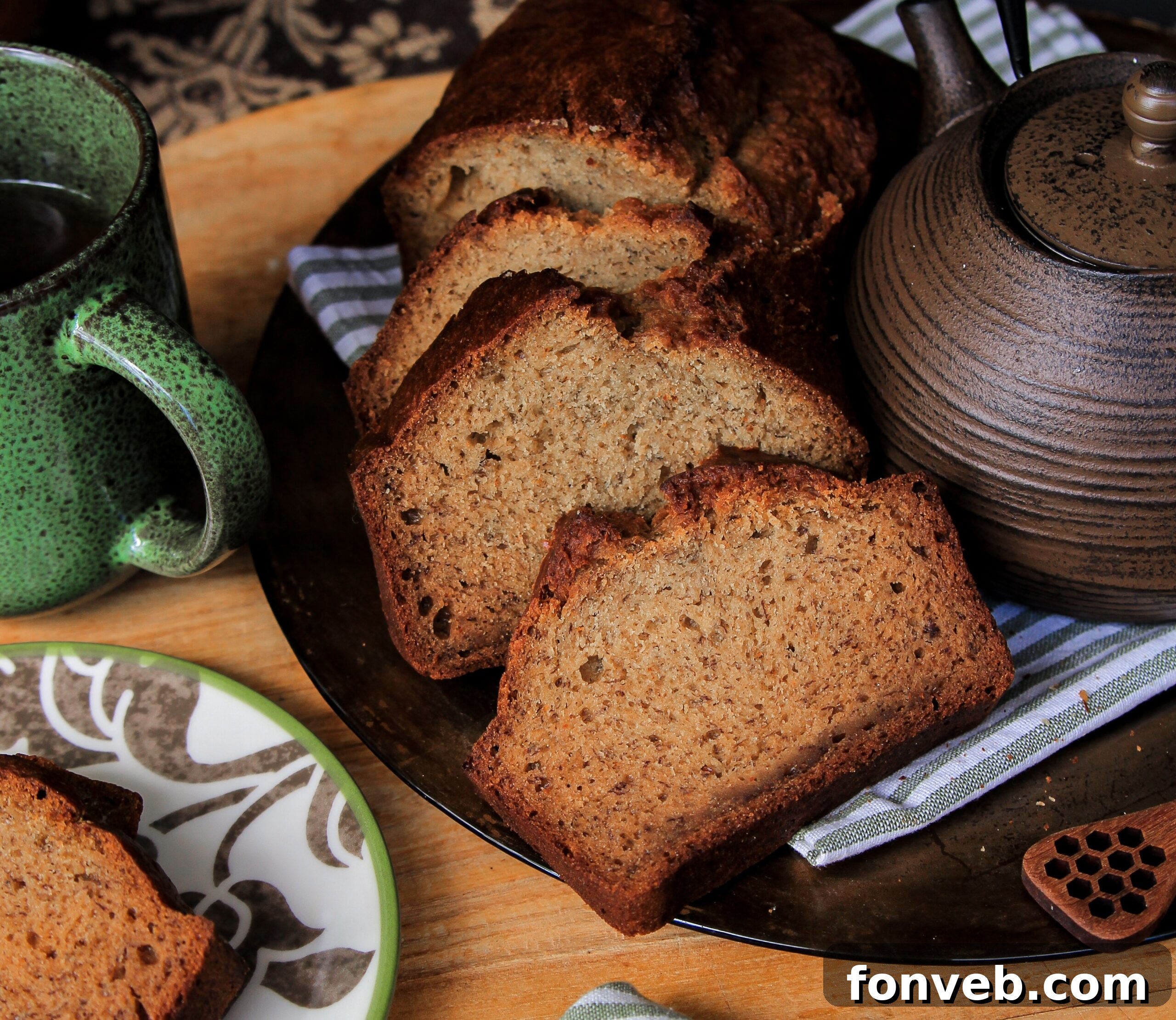 The finished Simple Banana Bread, perfectly baked with a golden crust, ready to be served