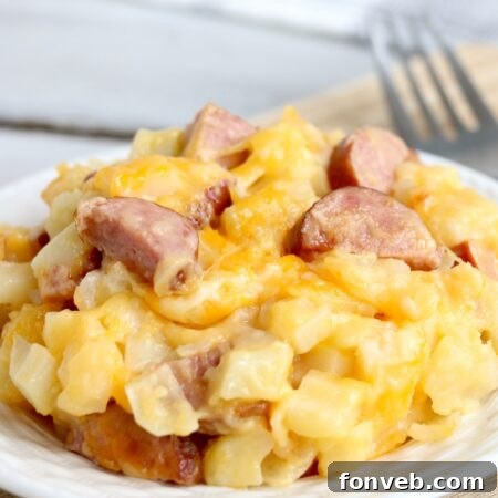 Slow Cooker Cheesy Kielbasa Hashbrown Casserole featured image