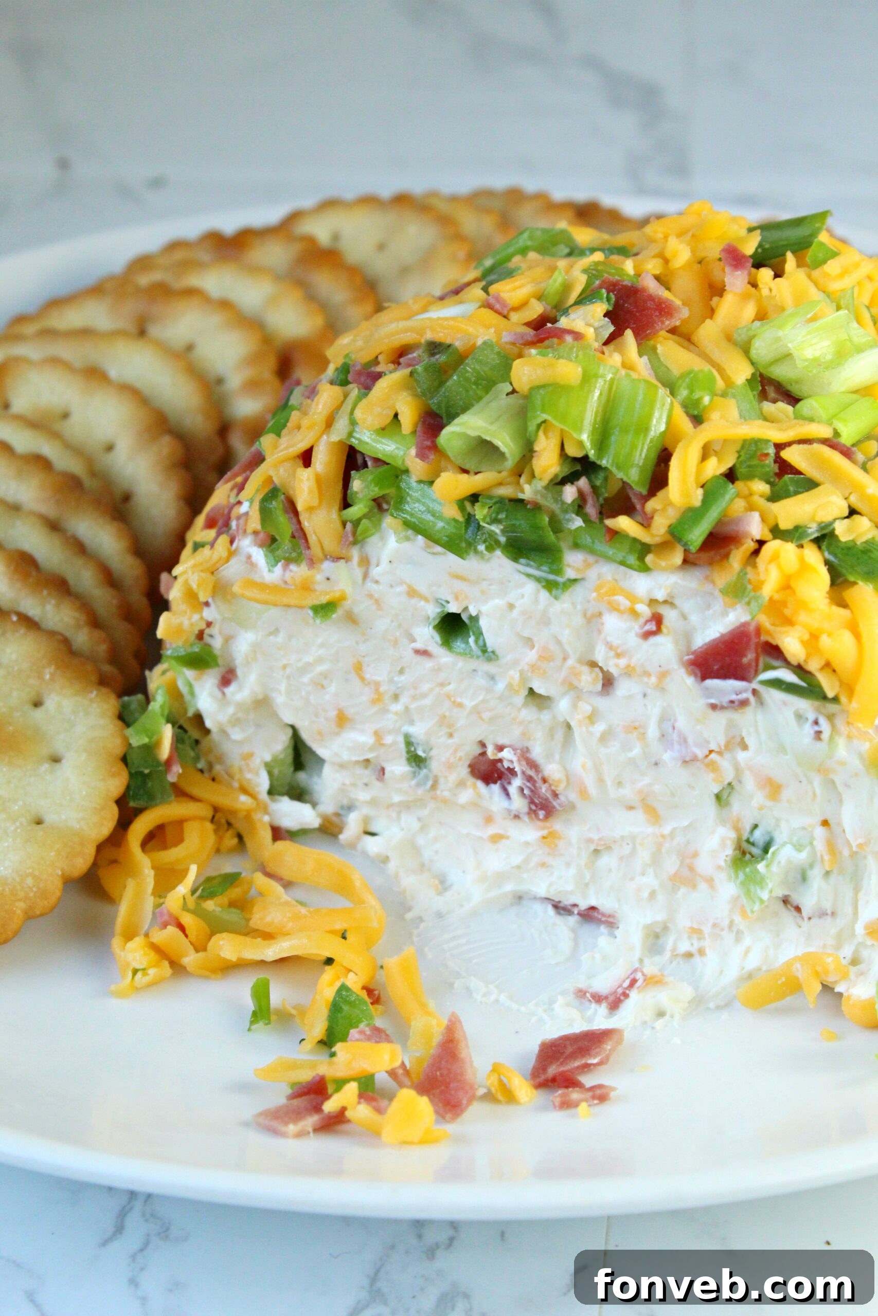 Spicy Cream Cheese Party Ball 4 Close-up of the creamy, cheesy interior of a Jalapeno Popper Cheese Ball