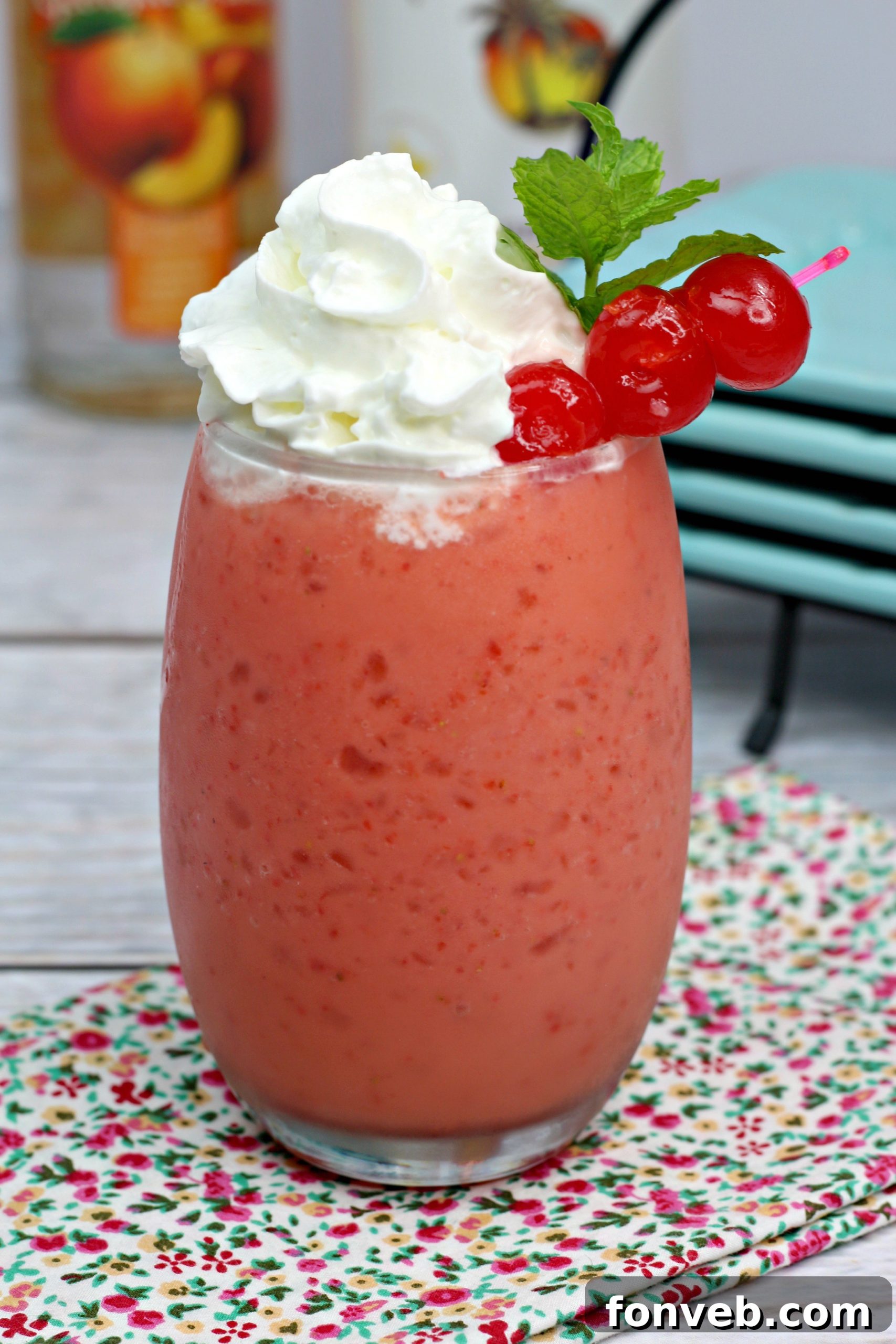 Secret Blush 6 A festive and elegant Pink Panties Cocktail in a stemmed glass with a garnish