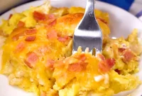 Hearty Morning Biscuit Casserole with Bacon Eggs and Cheese