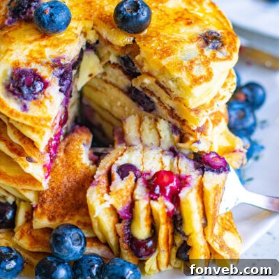 Featured image of delectable Blueberry Cream Cheese Pancakes