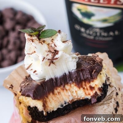Baileys Cheesecakes with Chocolate Ganache Frosting