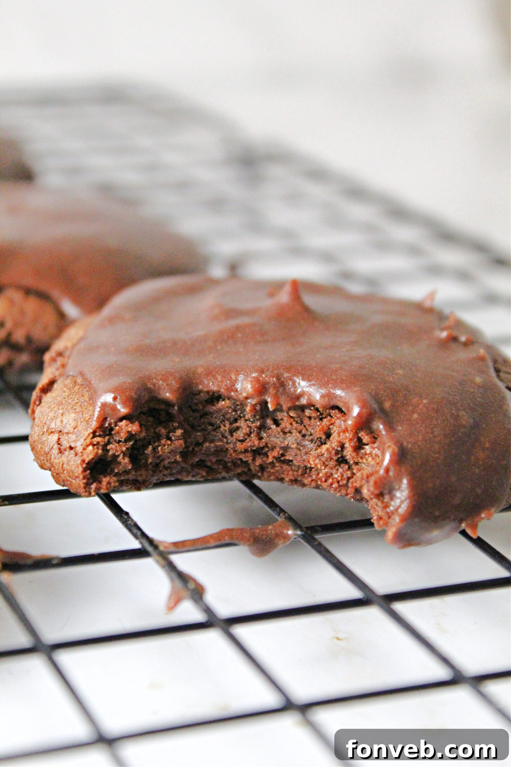 Fudgy Texas Sheet Cake Cookies 4 Close up of a single Texas Sheet Cake Cookie