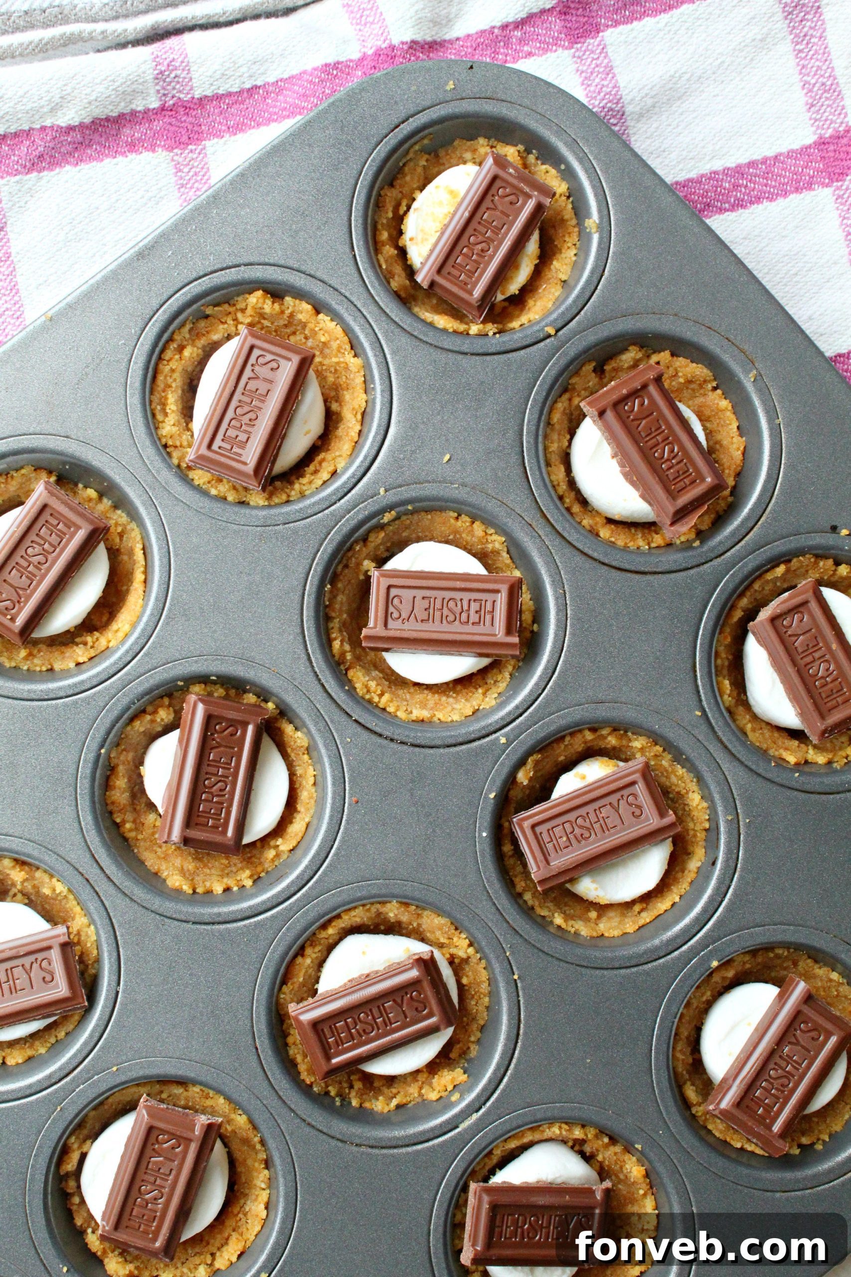 A close-up of delicious S'mores Cookie Cups, ready to be enjoyed.