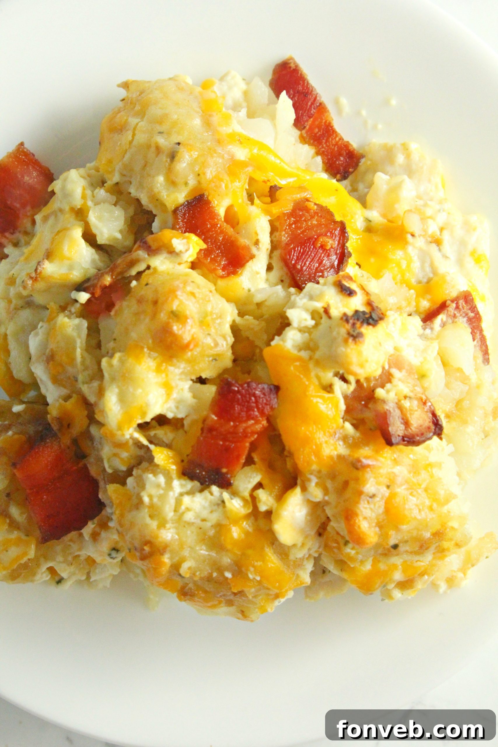 Perfectly chopped cooked chicken ready to be mixed into the casserole.