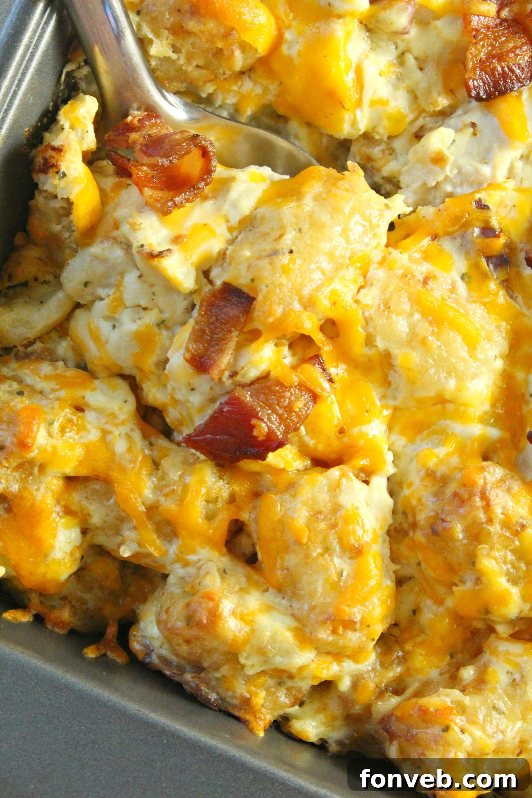 Seasoned ground beef, a delicious alternative to chicken in the tater tot casserole.