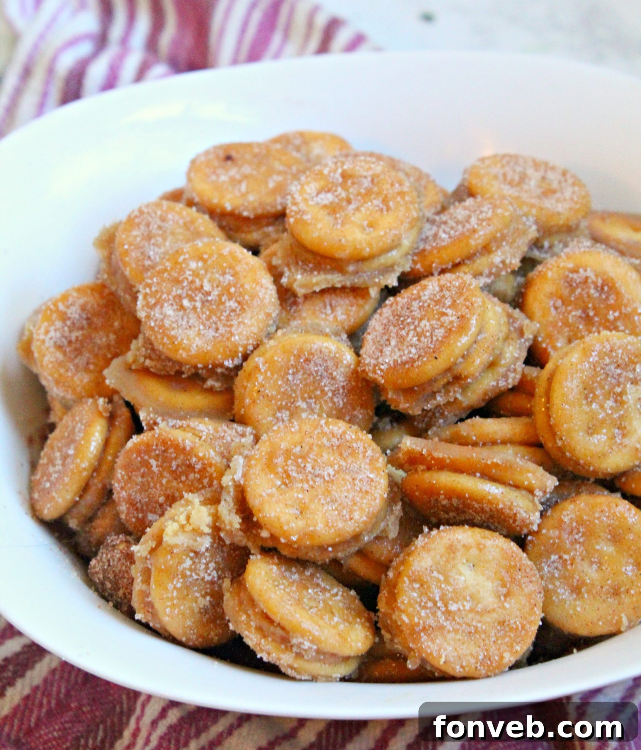 Delicious Ritz Churro Bites arranged beautifully on a serving tray, perfect for a celebration.