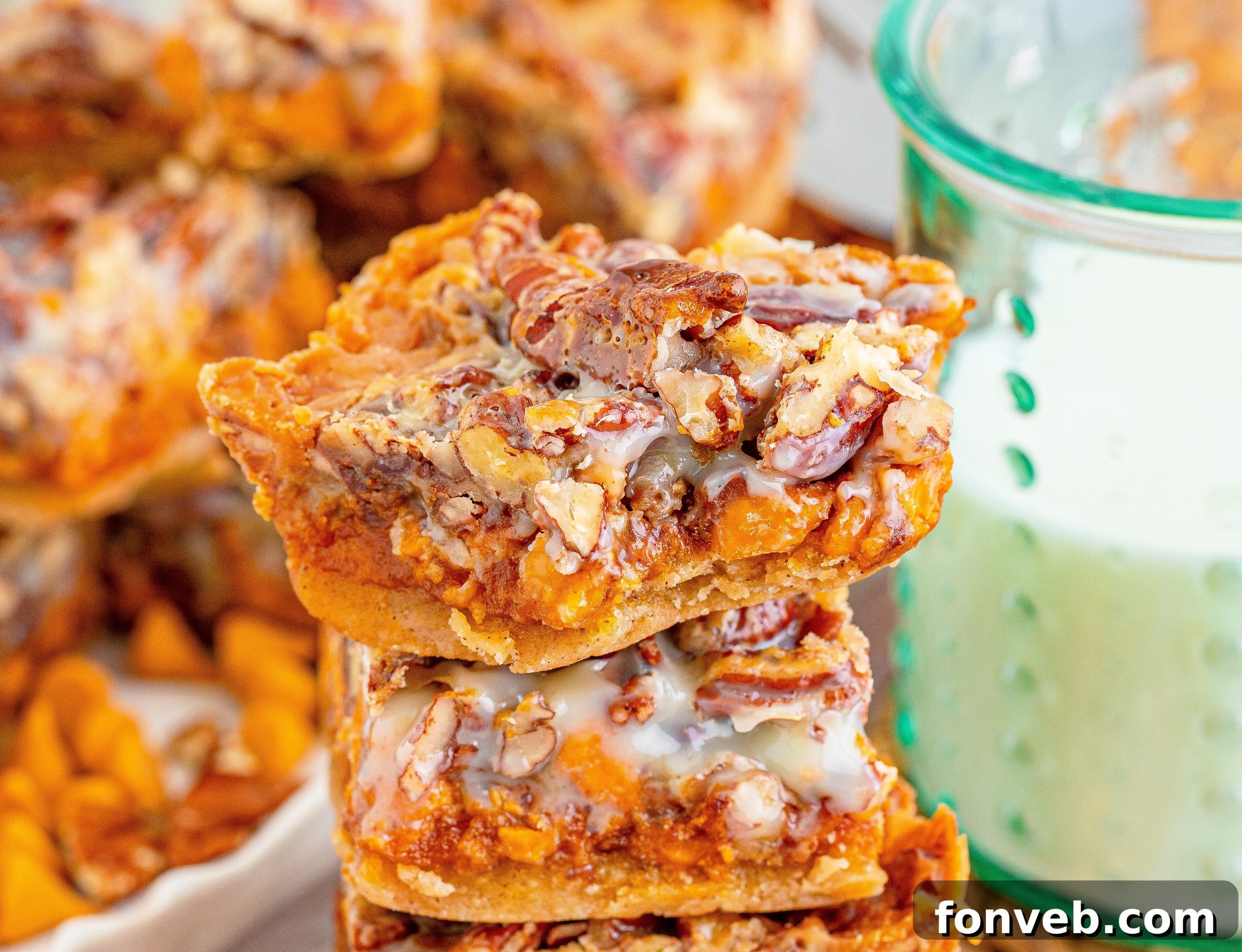Pumpkin Pecan Magic Bars cooling in a baking dish, perfectly golden brown on top and ready to be set.