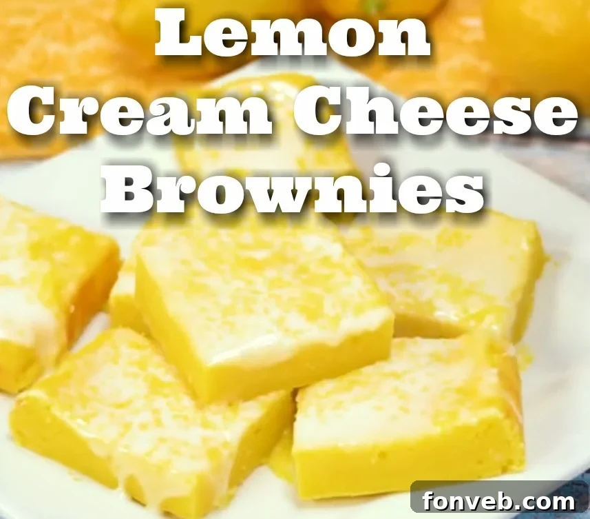 Delicious lemon cream cheese brownies with glaze