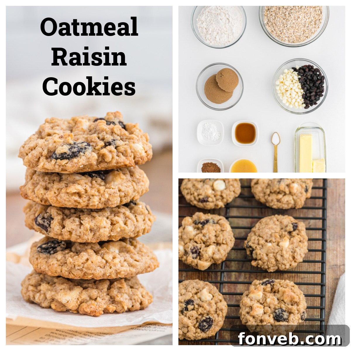 Close-up of golden brown oatmeal raisin cookies