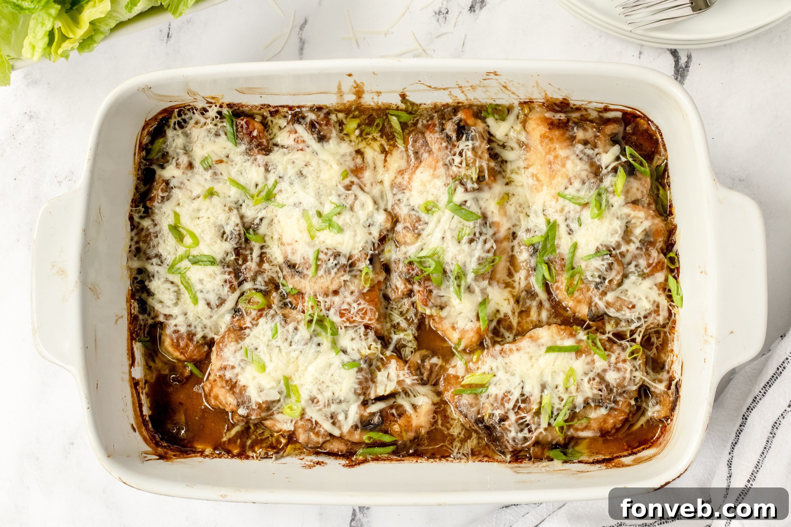 Close-up of the creamy Marsala sauce with chicken and mushrooms