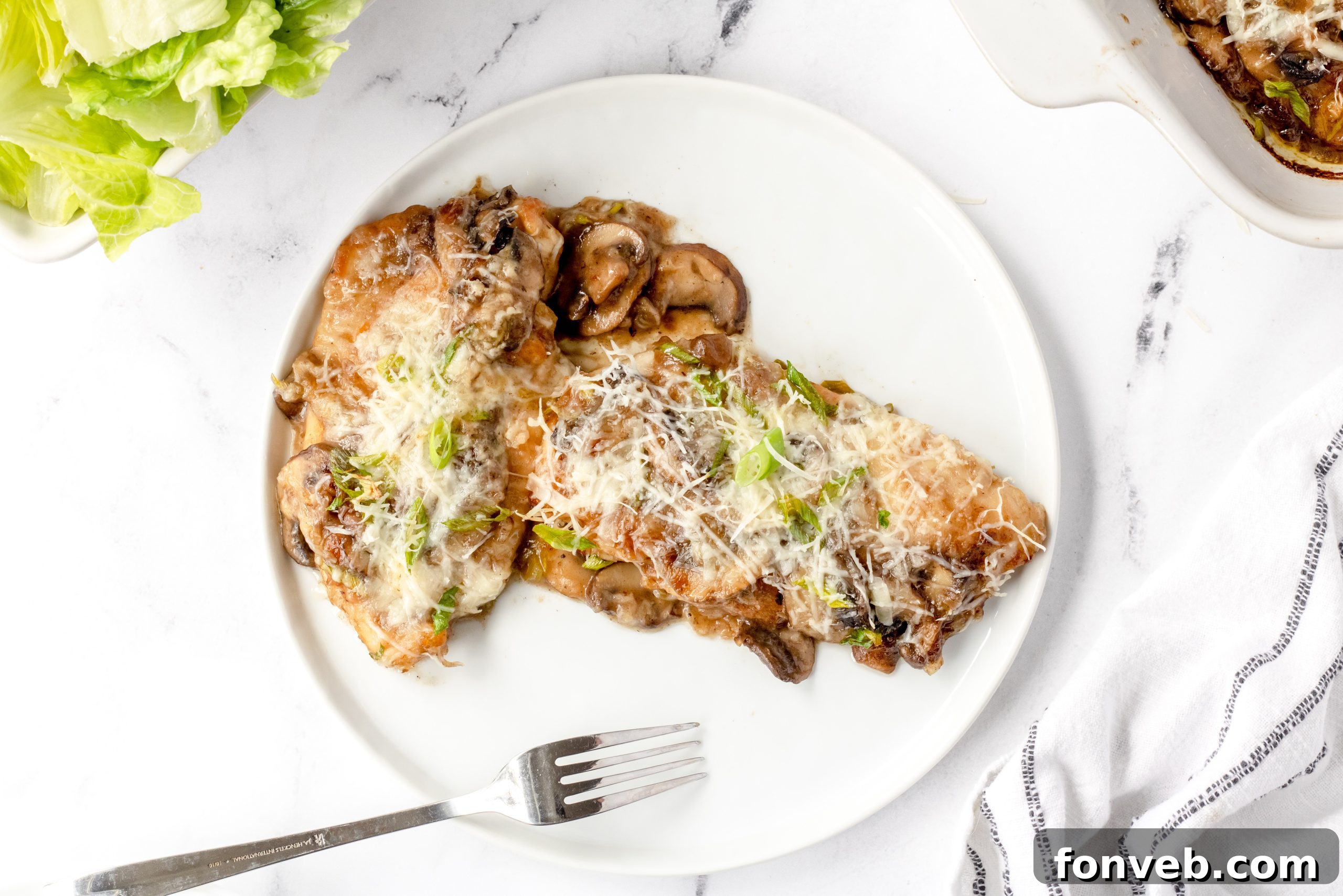 Fresh Baby Bella mushrooms, Marsala wine, and chicken breasts laid out