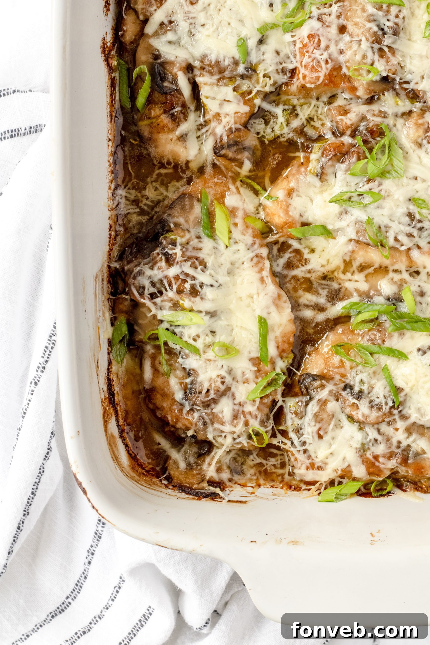 Prepared Chicken Lombardy in a baking dish, ready to be served