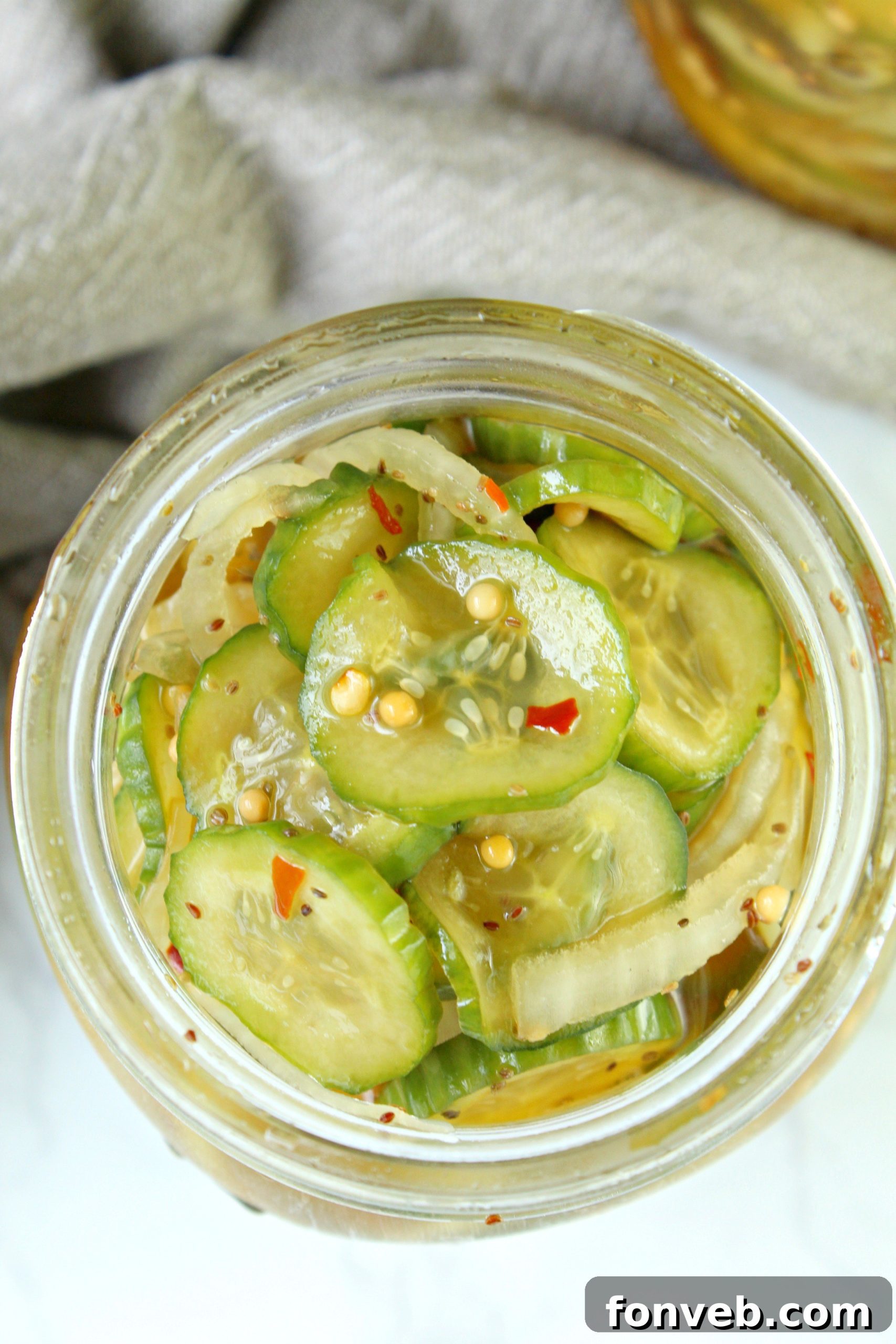 A selection of bread and butter pickles