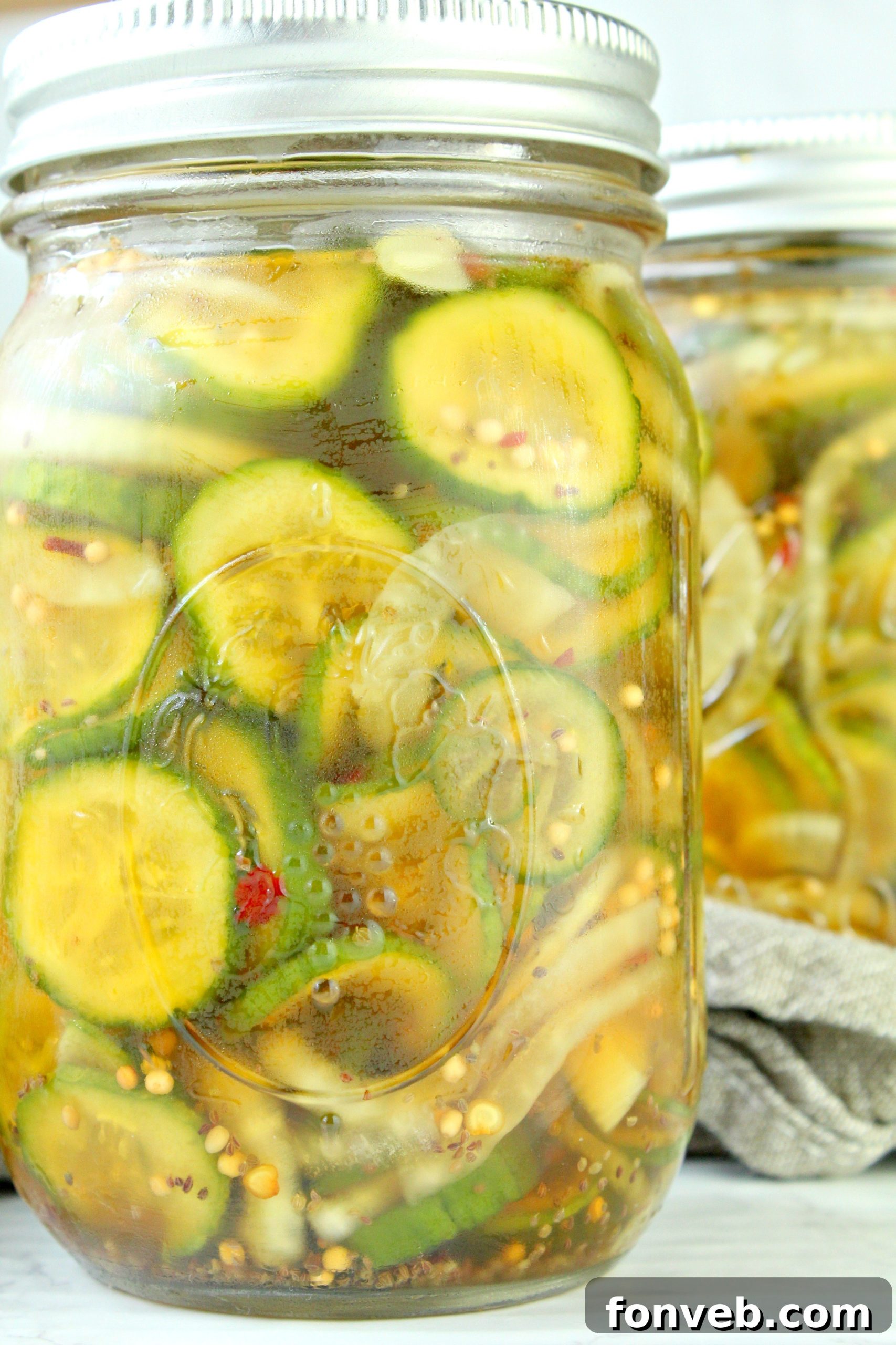Jars of freshly made bread and butter pickles