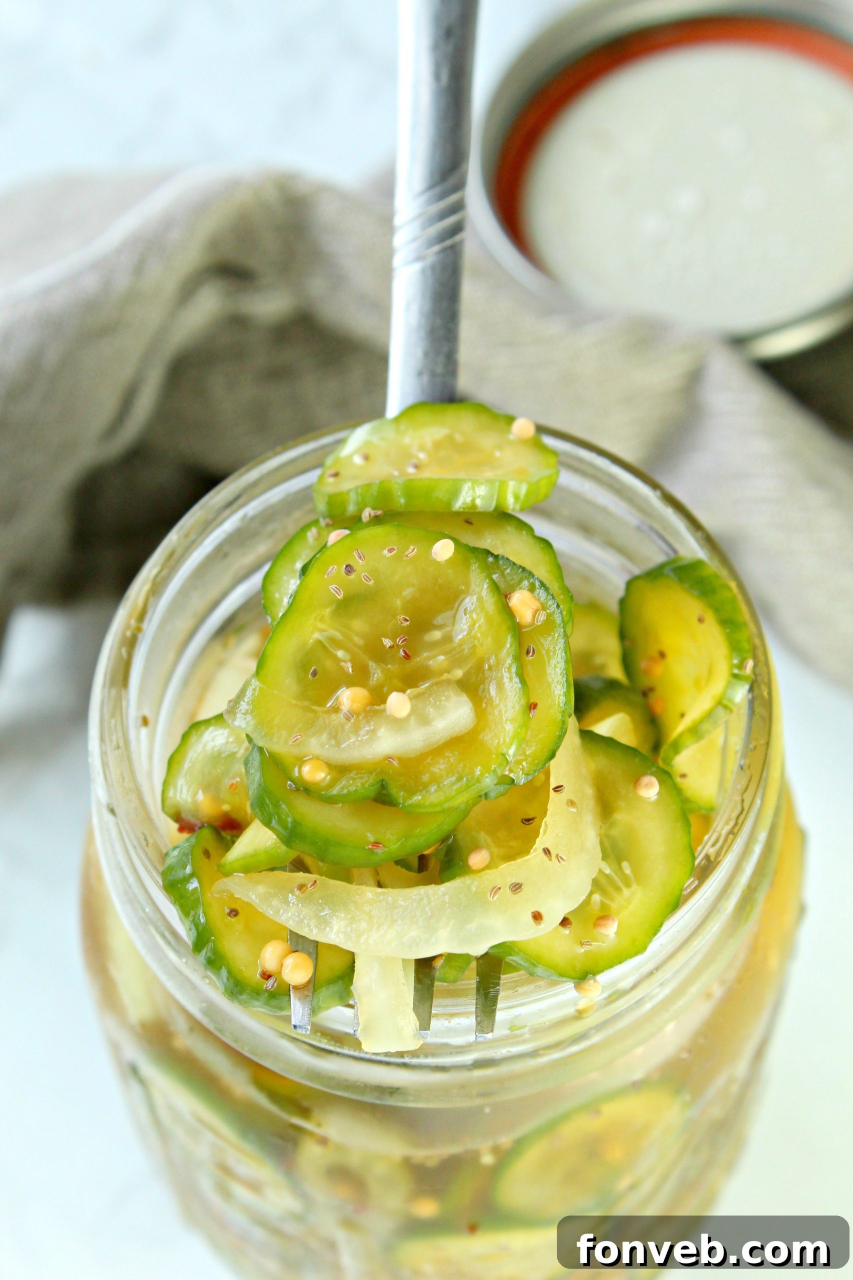 Serving homemade bread and butter pickles