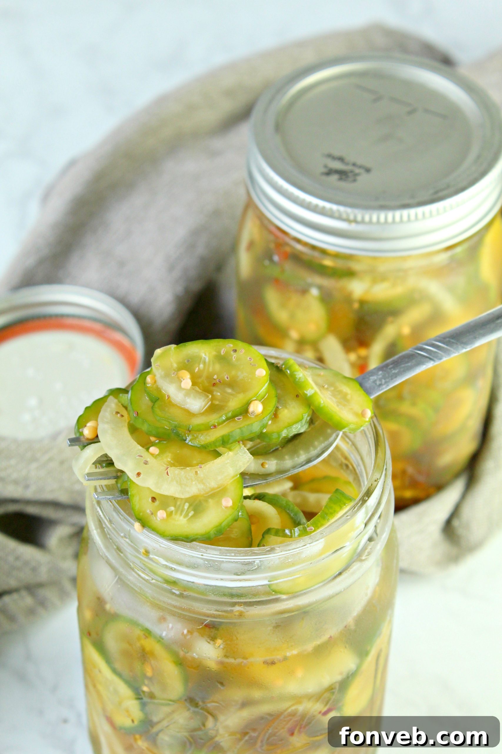 Frozen pickles in a jar
