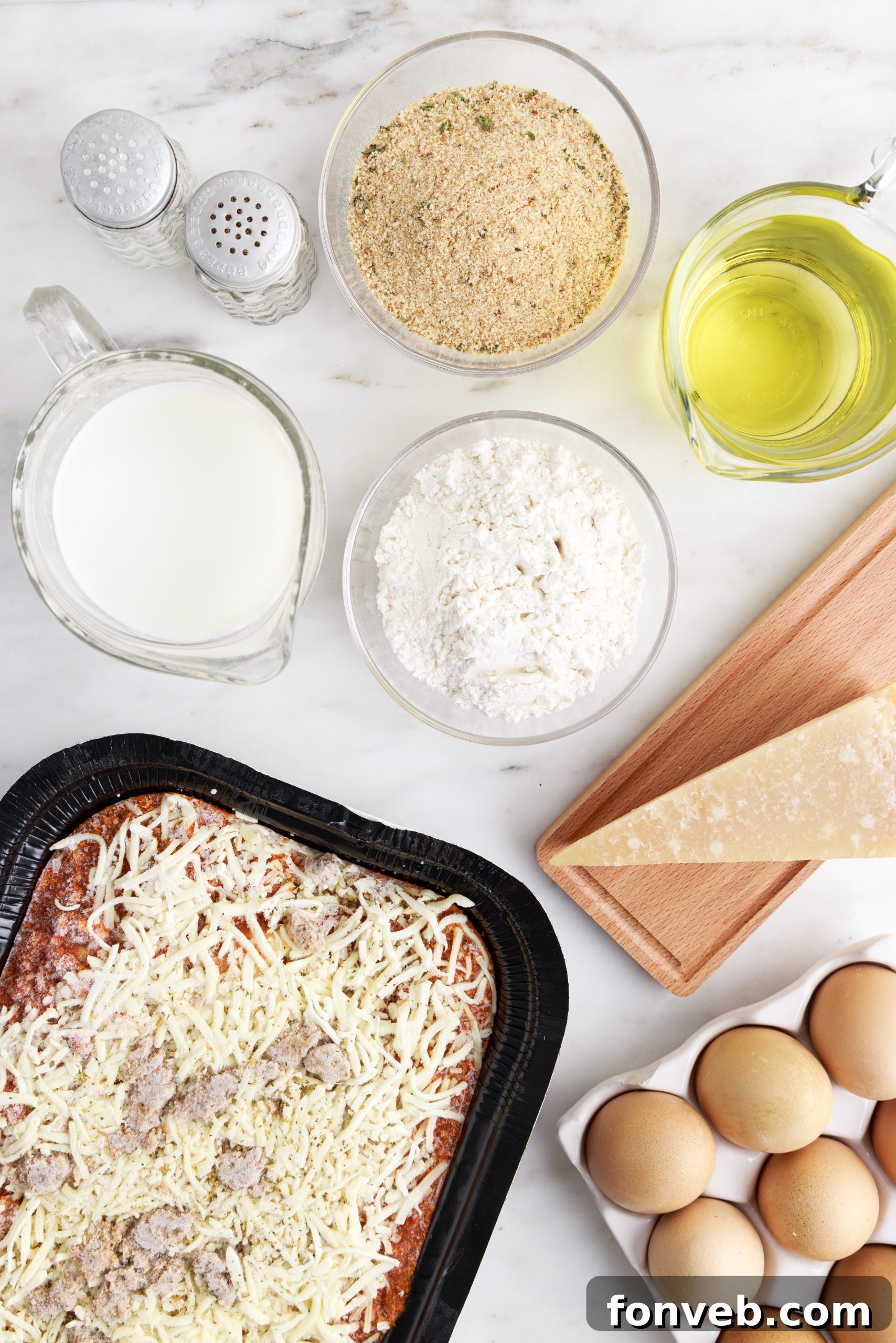 Golden Lasagna Crunch 3 A block of frozen lasagna ready to be cut