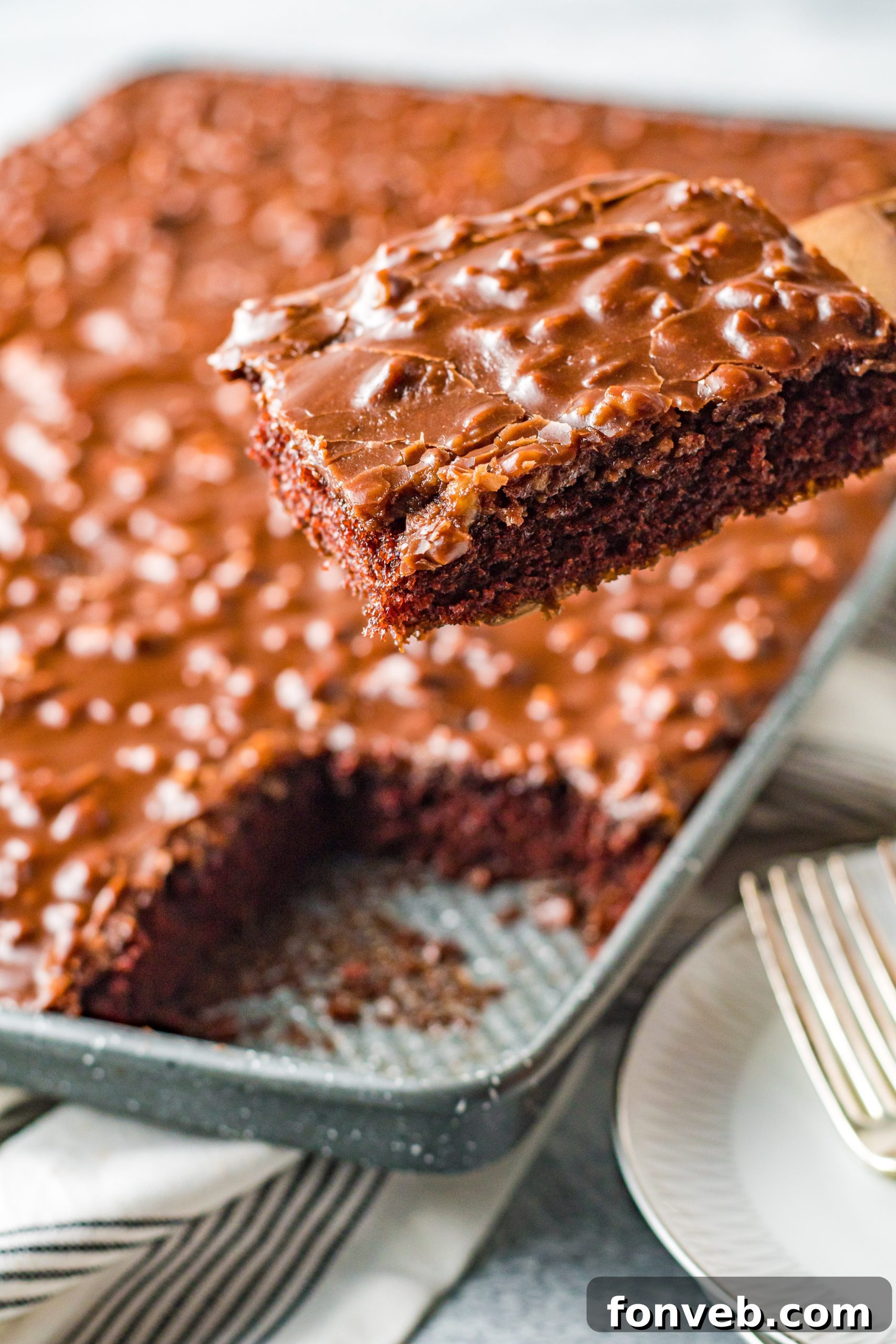 Texas Sheet Cake on a baking sheet 