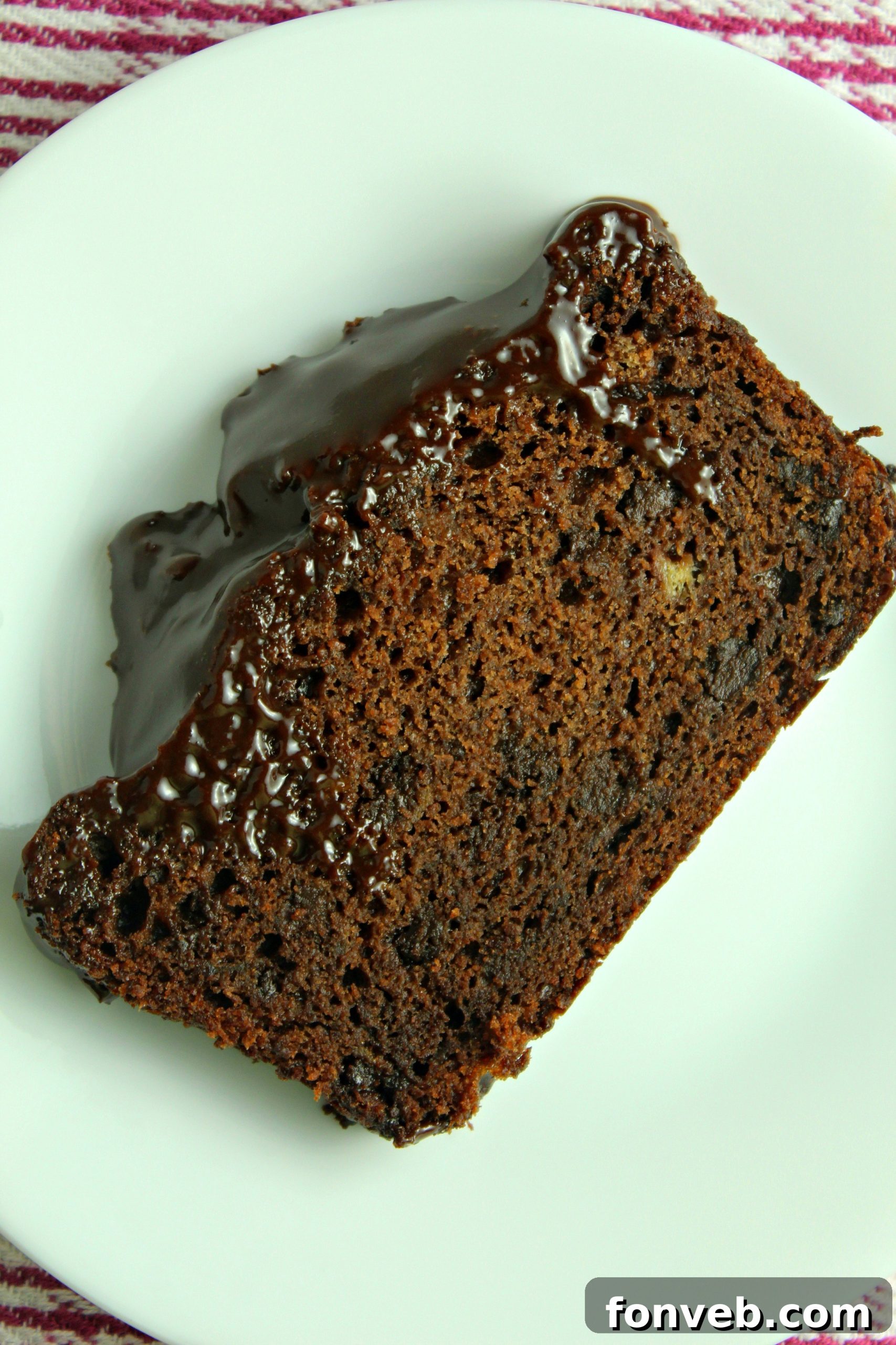 A whole loaf of Double Chocolate Banana Bread with a generous chocolate glaze