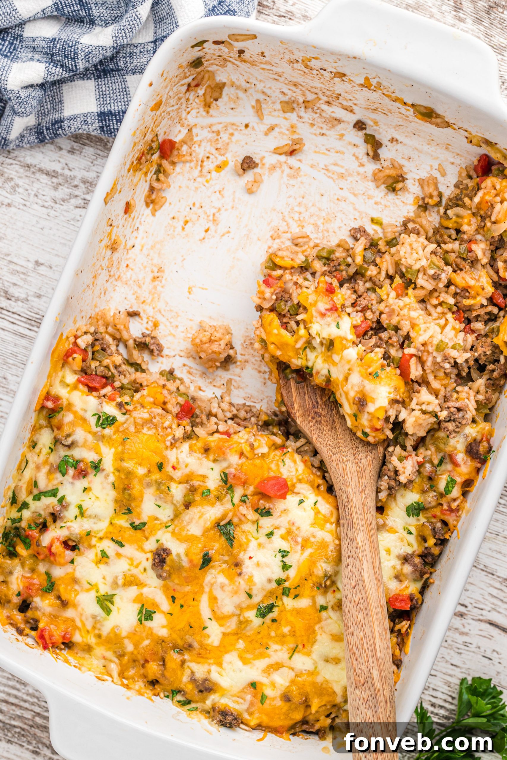 Frozen Stuffed Bell Pepper Casserole ready for baking